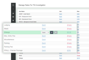 Manage Custom Billing & Expense Rates through CROSStrax's Private Investigator Billing Software