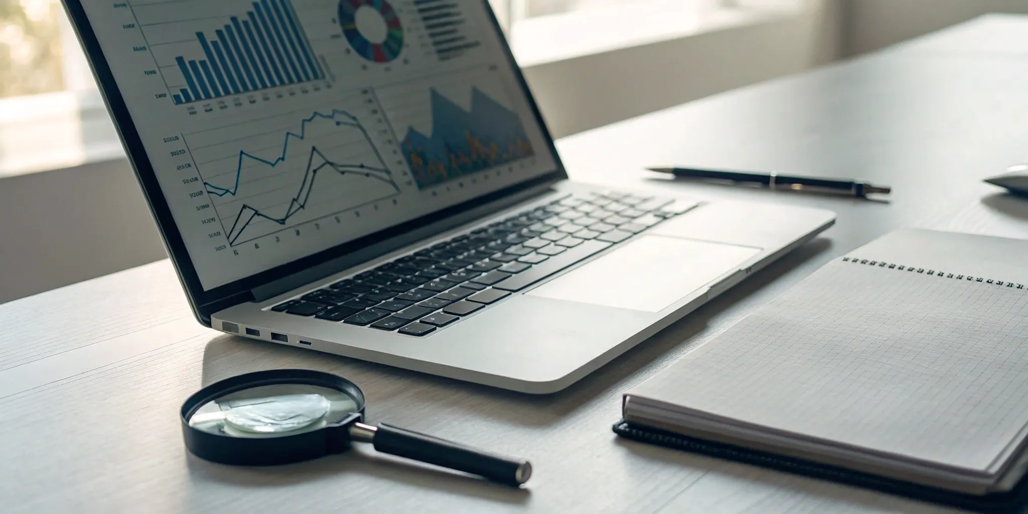 Corporate investigation software analysis on a laptop.