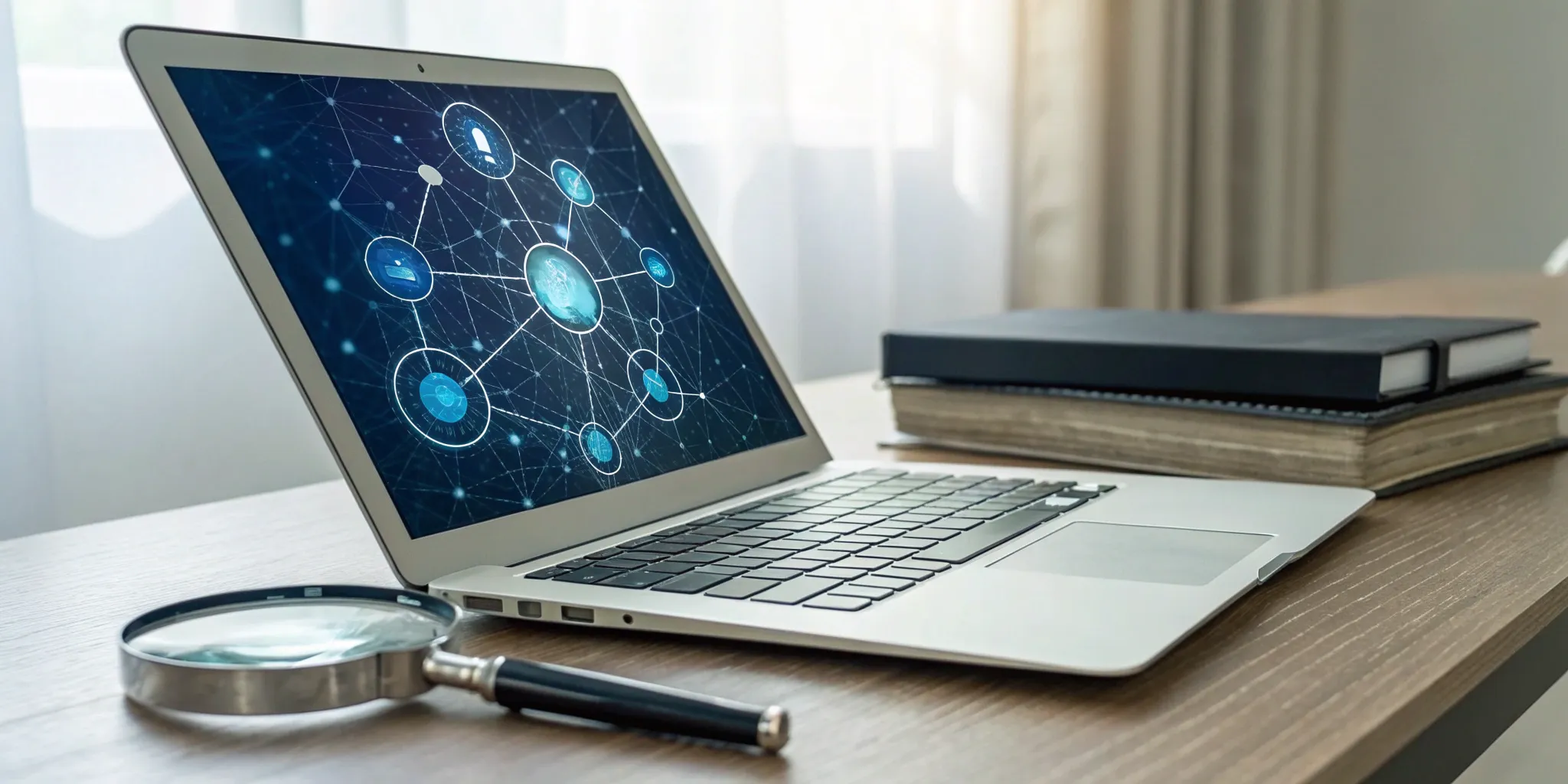 Investigative case management software displayed on a laptop.
