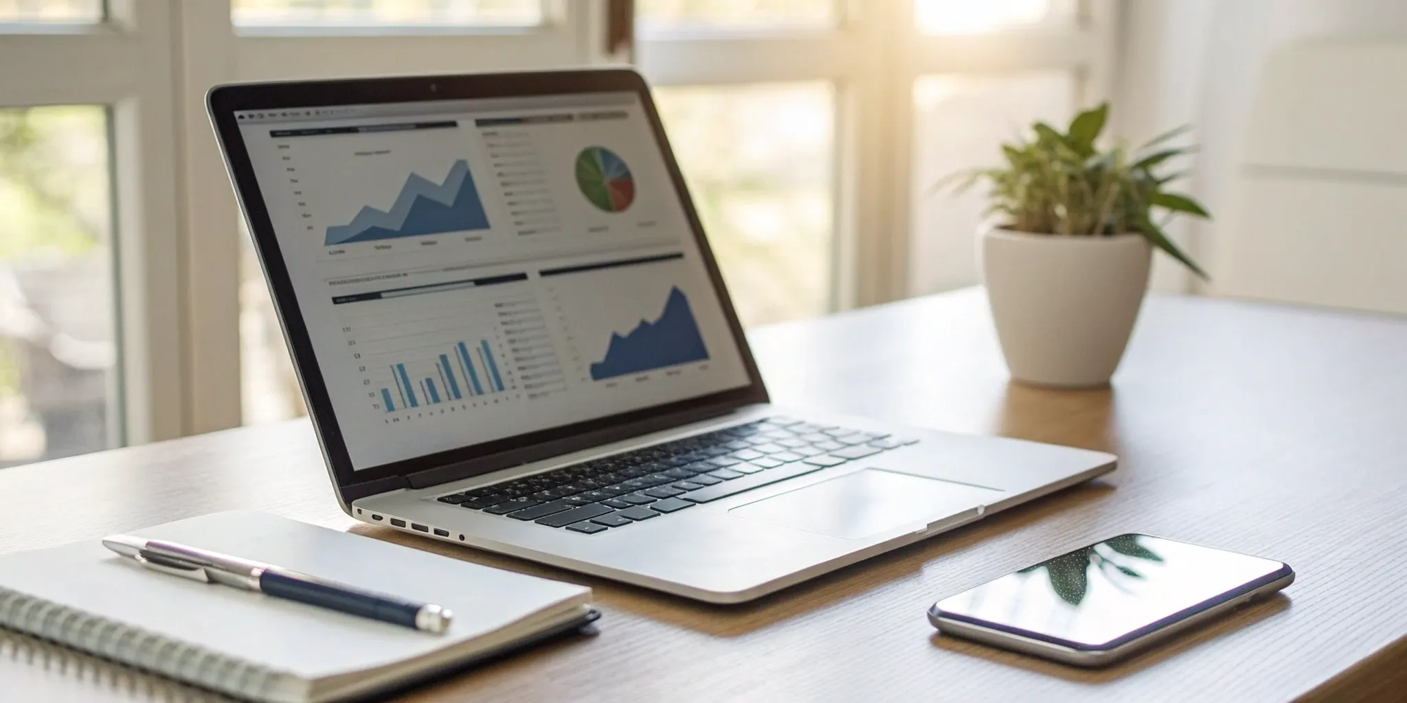 Laptop analytics dashboard tracking key metrics for improving PI agency efficiency.