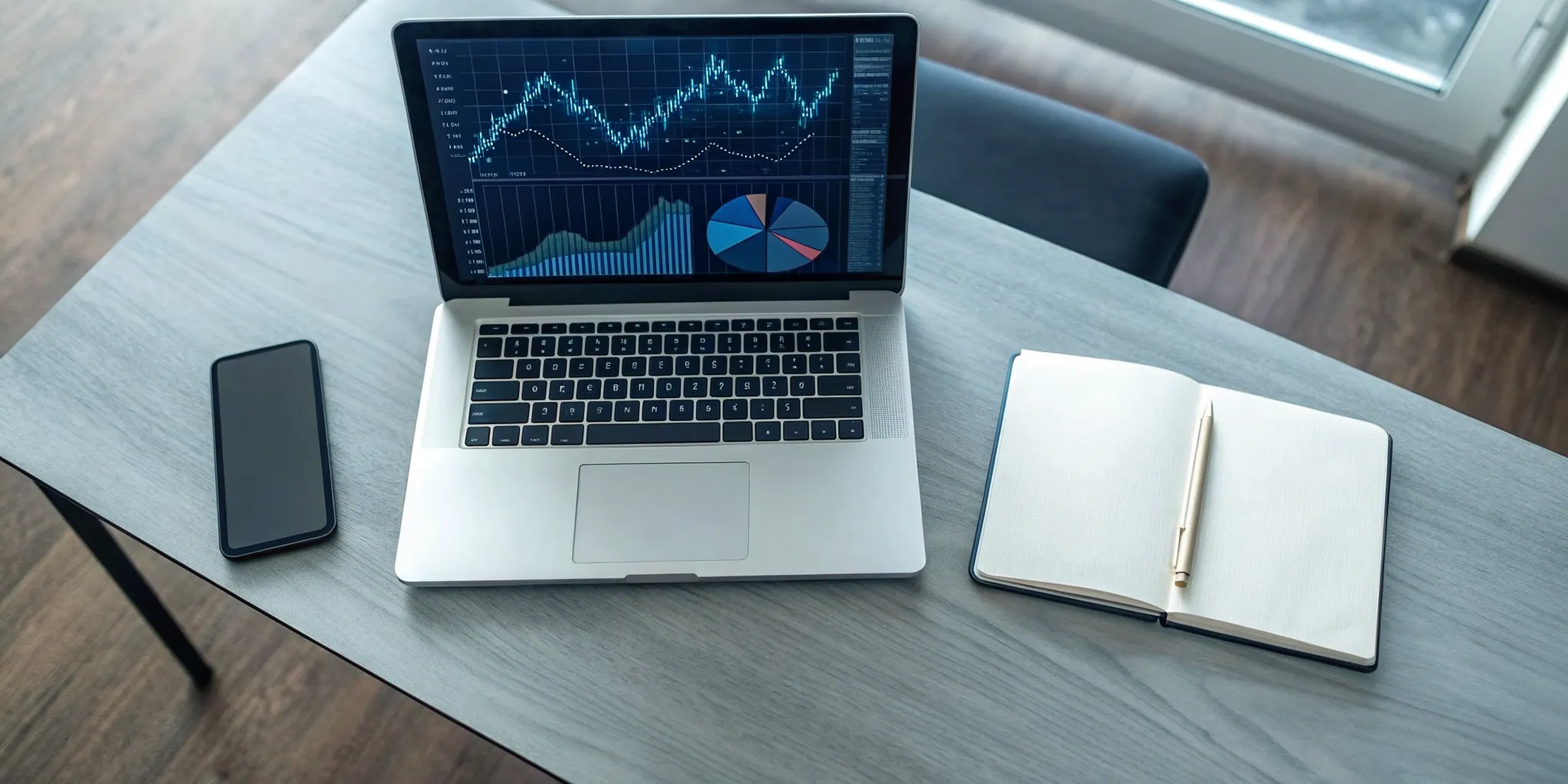 A security professional reviewing crisis management software analytics on a laptop.