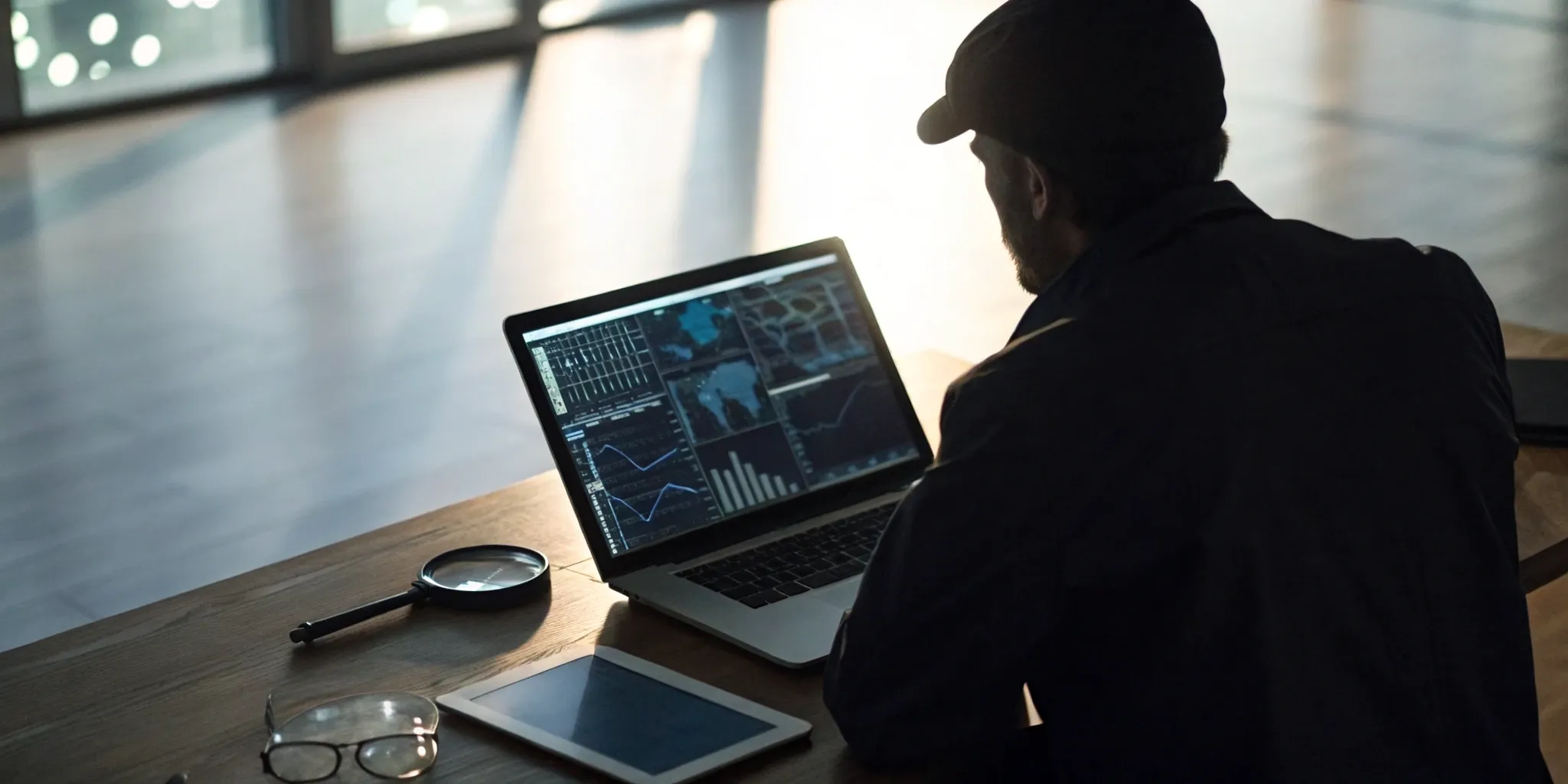 Software for solo investigators being used for case management on a laptop.