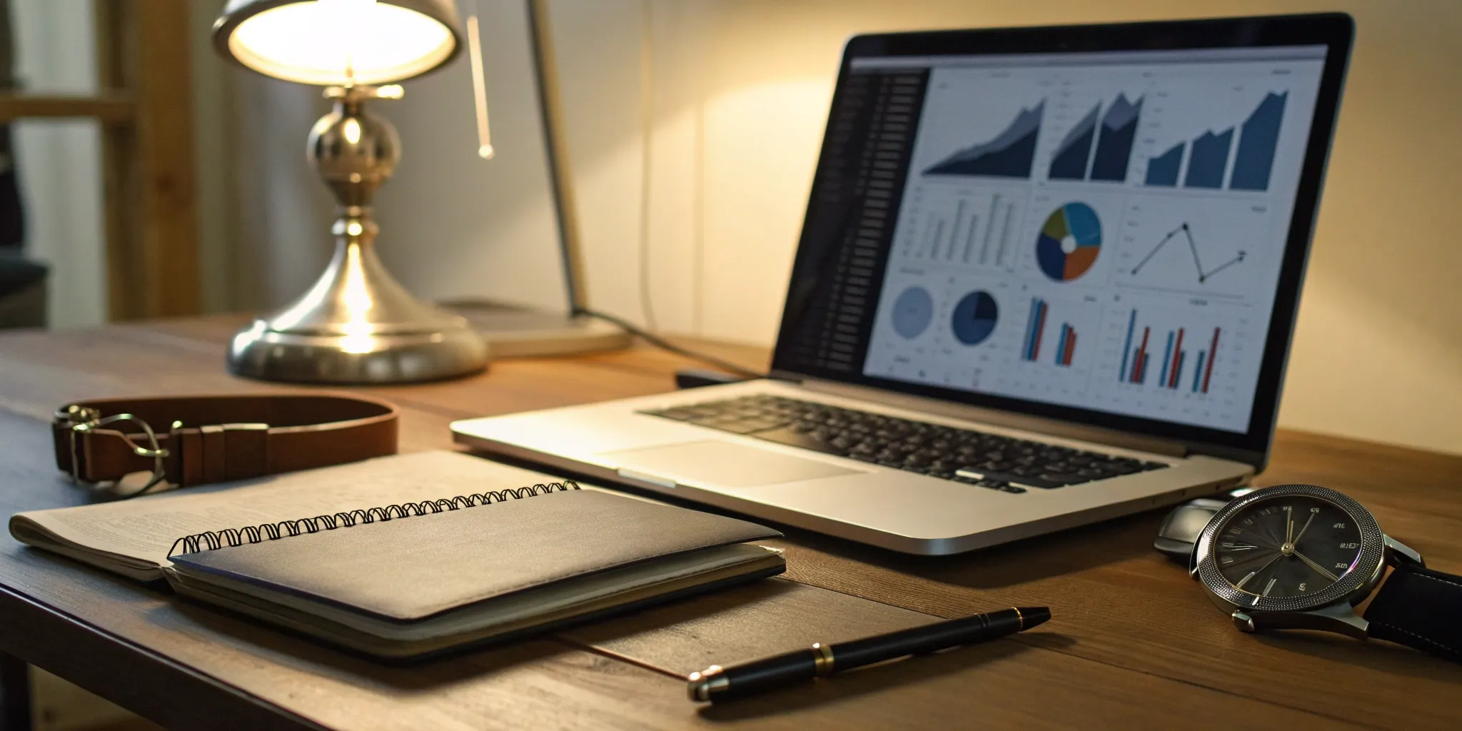 A laptop displaying an analytics dashboard for investigation task management.