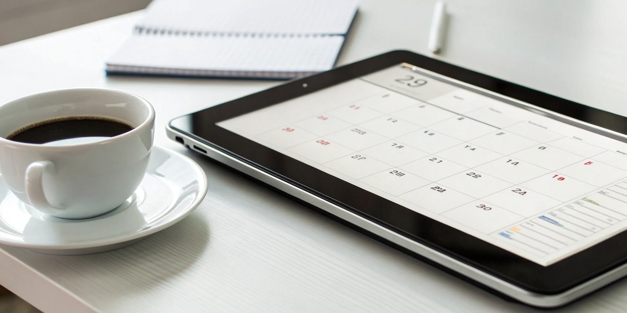 A tablet displaying a digital calendar with appointment reminders for clients.
