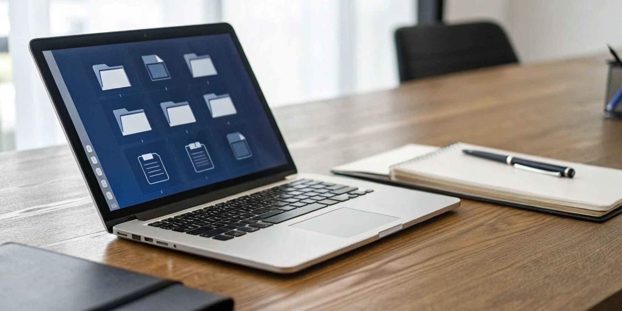 A laptop displaying a case intake software interface used to organize digital case files.