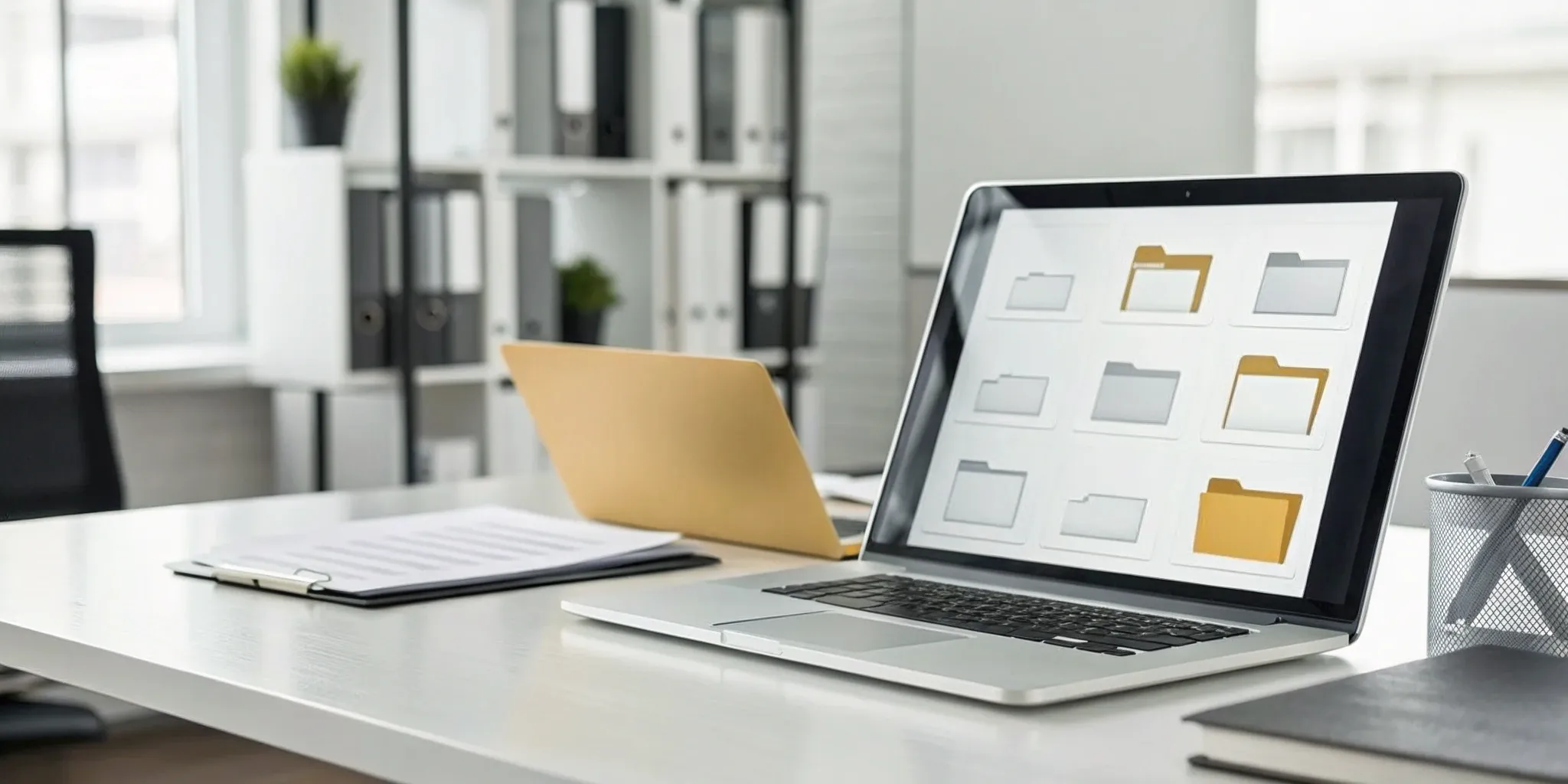 A private investigator's laptop showing a digital evidence management system with secure case files.
