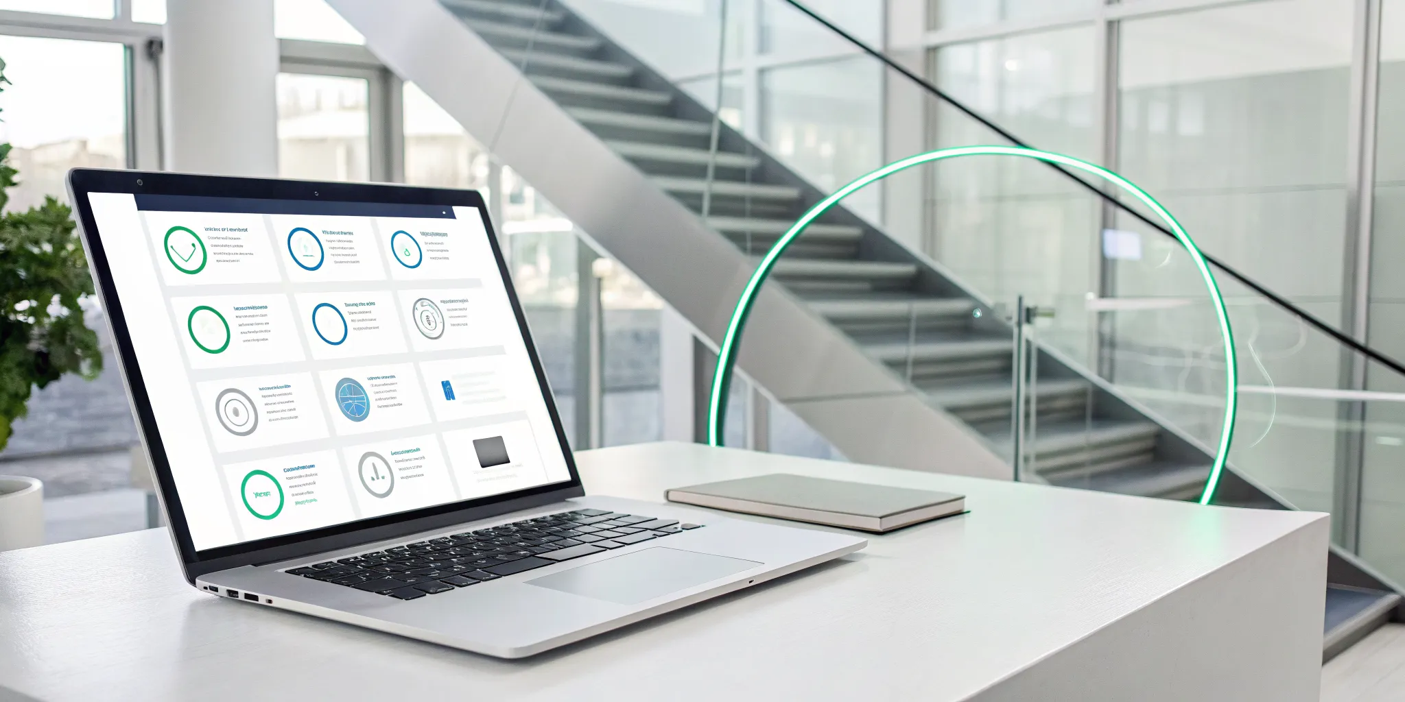Laptop displaying a client intake portal dashboard to streamline the new client onboarding process.