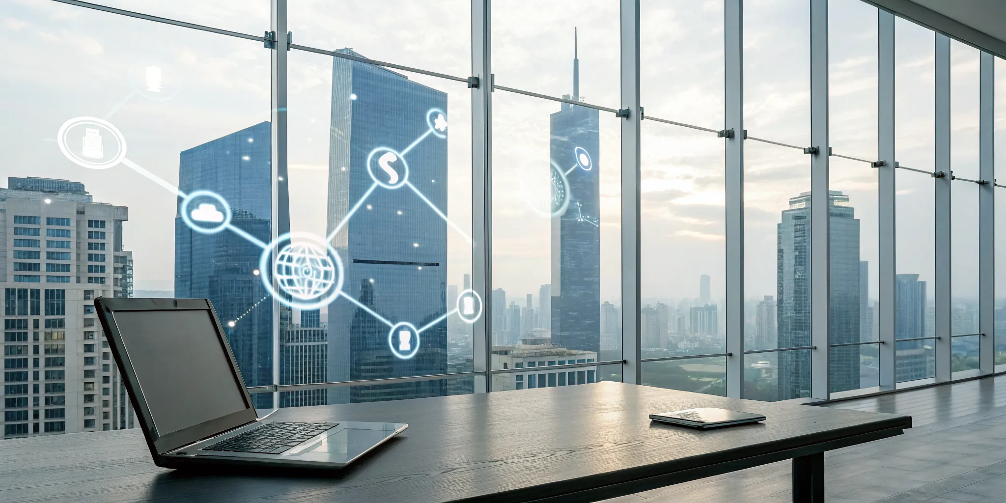 Laptop on an office desk showing the process server automation process.