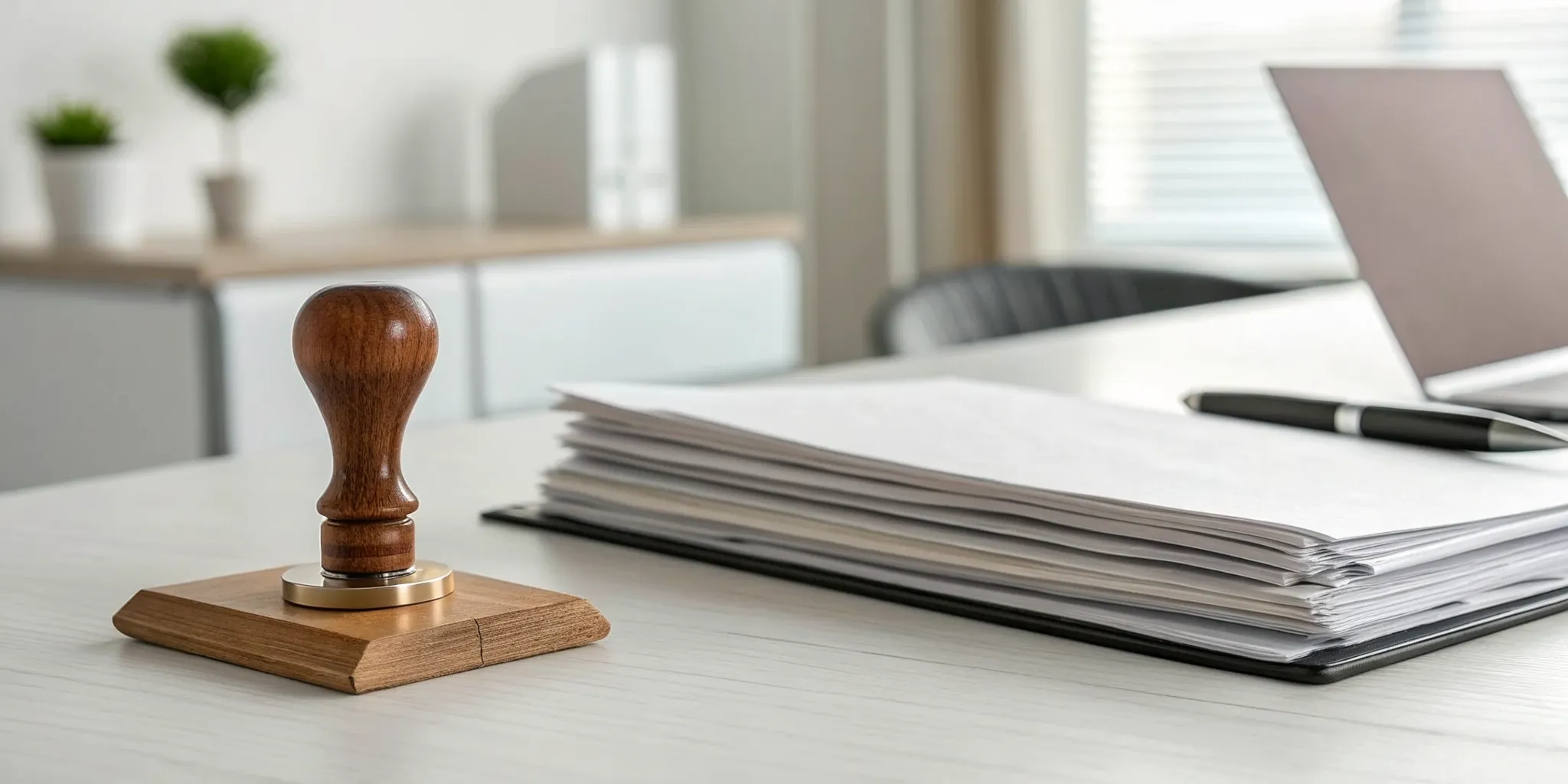 A process server's official proof of service document with a pen and stamp.