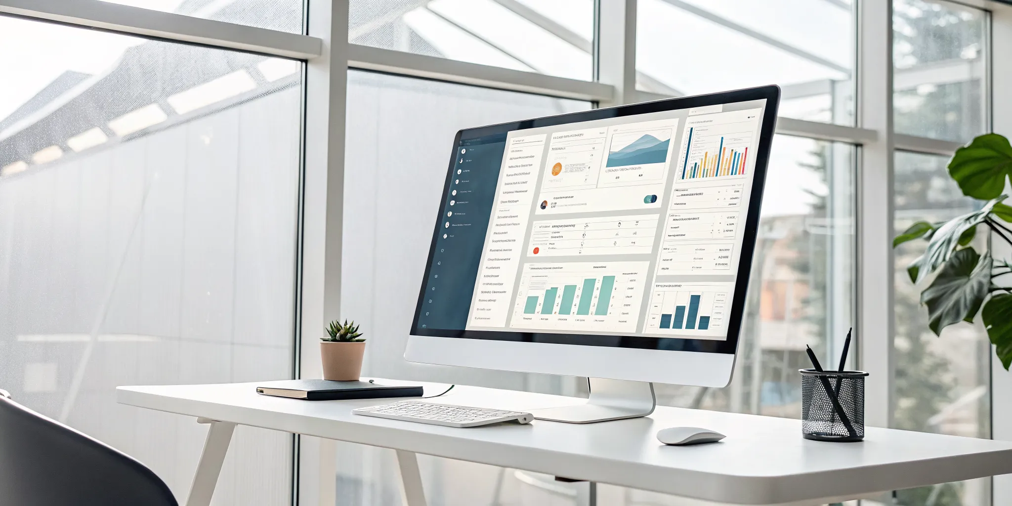 Dashboard of a PI task manager software showing charts and case progress on a computer screen.