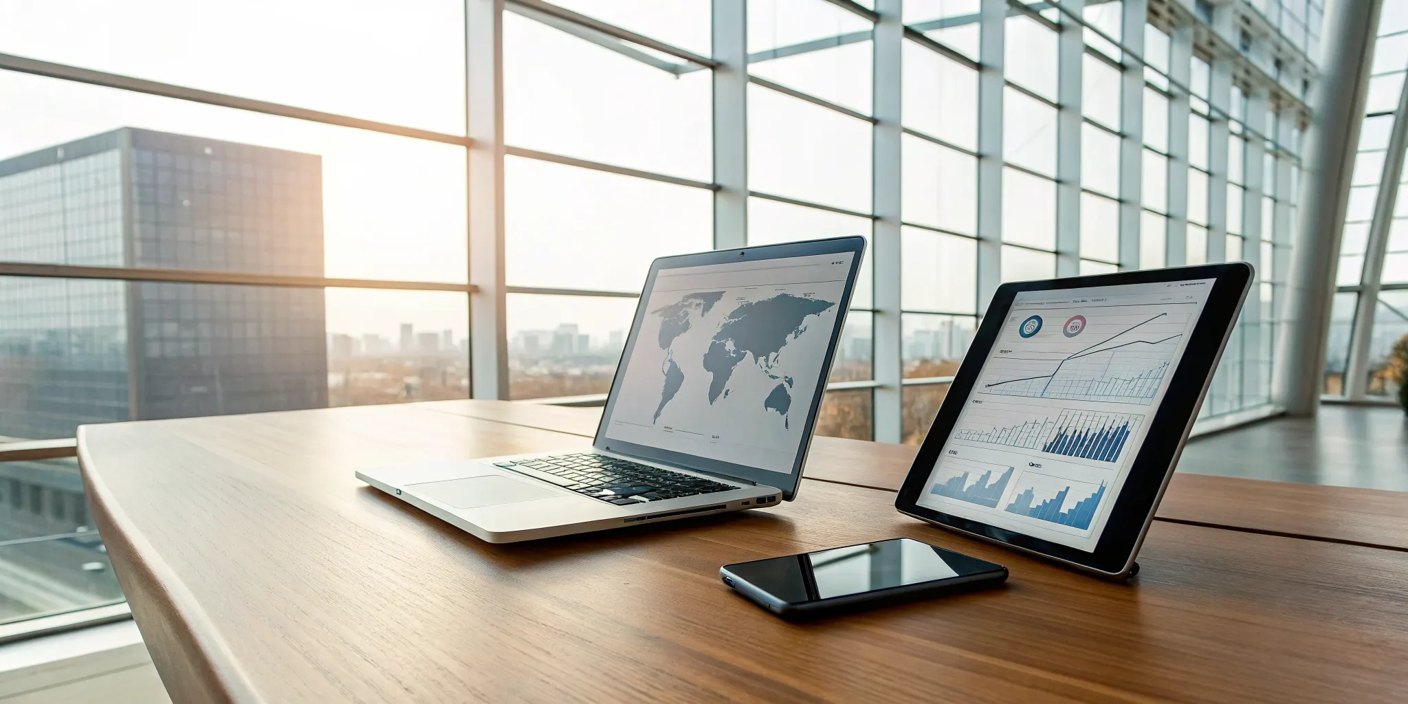 A laptop displaying an investigation reporting software dashboard with data charts and analytics.