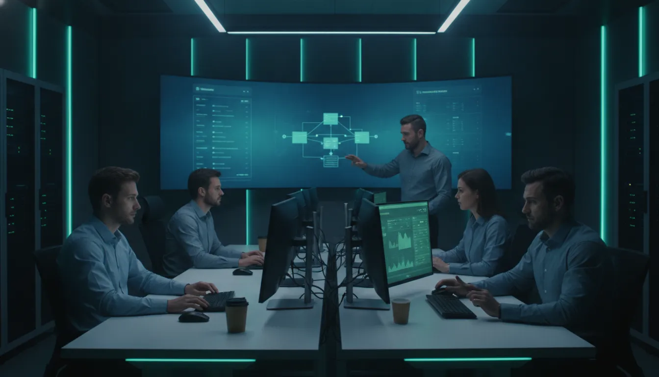 Security team reviewing an incident report dashboard