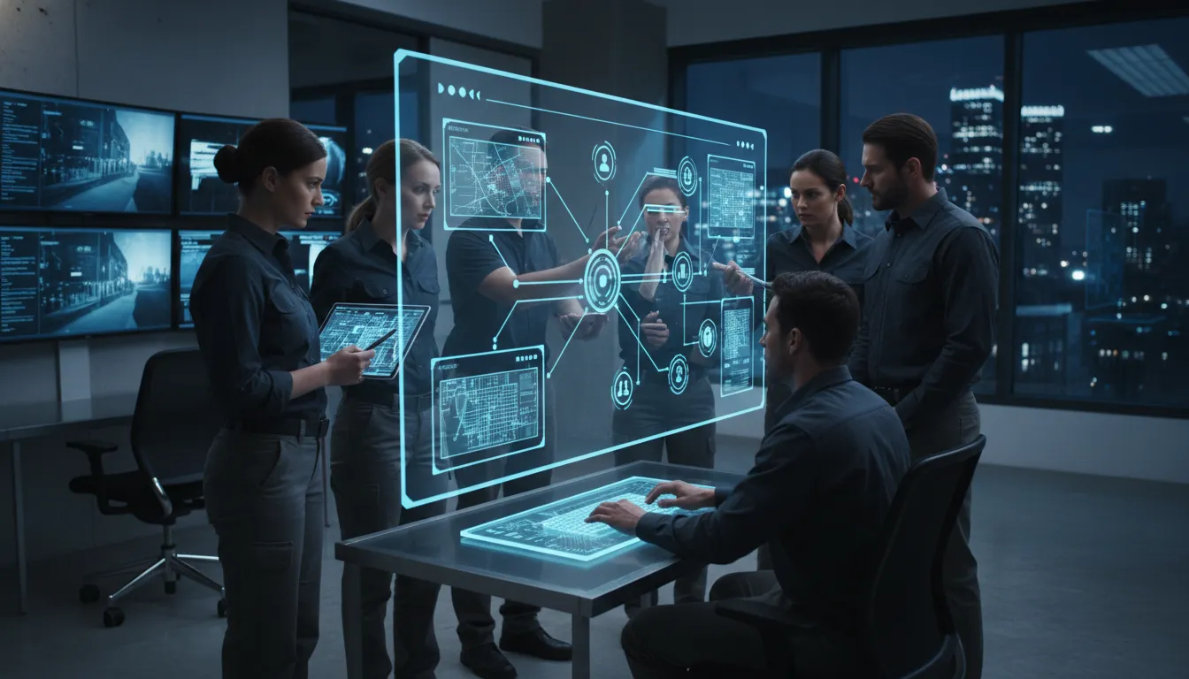 Investigation team coordinating field assignments with scheduling software