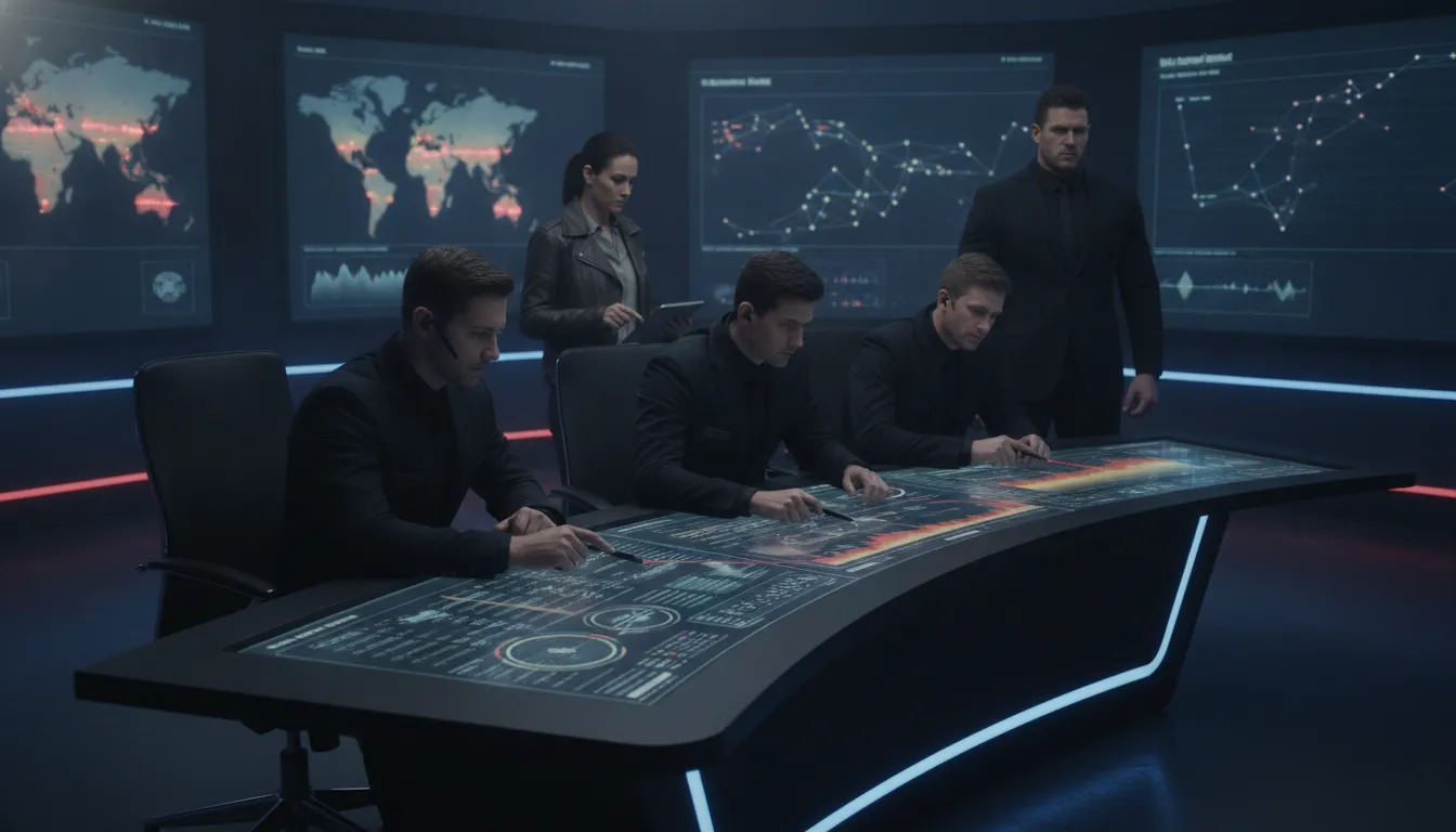 Security team reviewing a risk intelligence platform dashboard