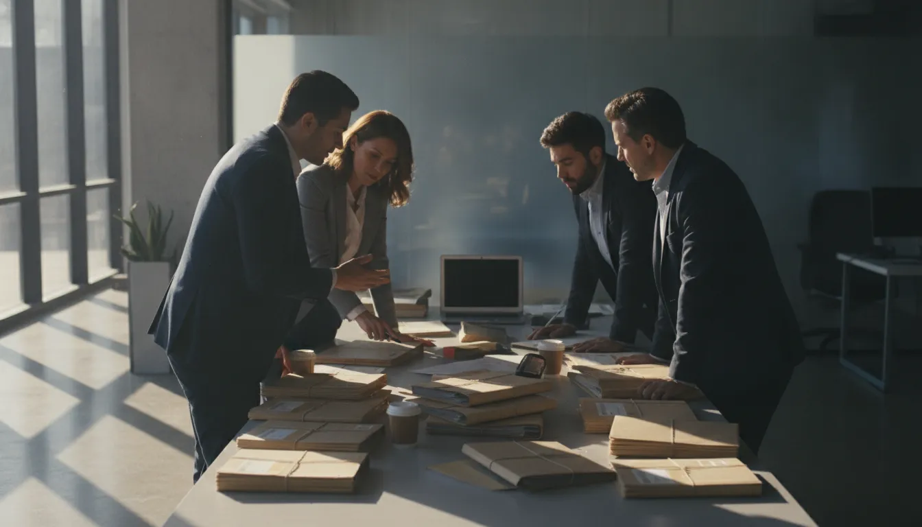 Investigation team collaborating around a case management workspace