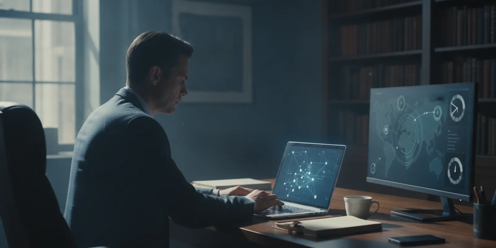 Investigator reviewing a remote field team's activity updates on a laptop